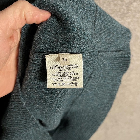 Hermes Sweater Womens 36 Green 100% Cashmere Pullover Boat Neck Textured Knit - Picture 8 of 11